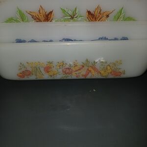White Ceramic Bakeware Loaf Pan with Autumn Vegetable Pattern